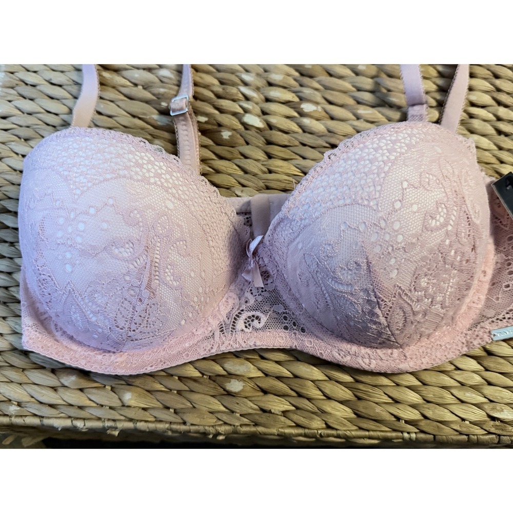 Tahari Bra Women 34C Pink New Lace Push Up Underwire Padded Floral Adjustable